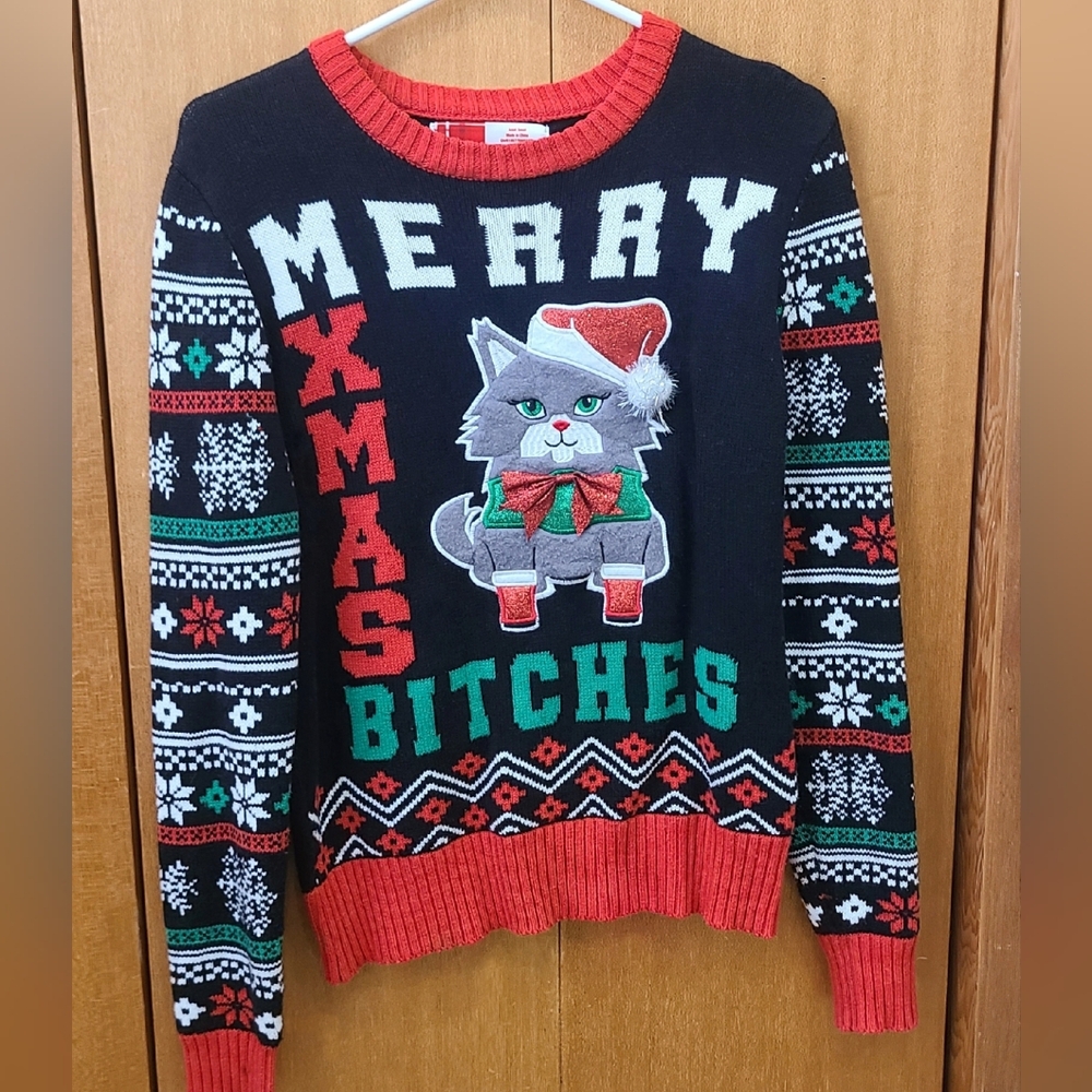 Spencer's Red and Black Knit Sweater